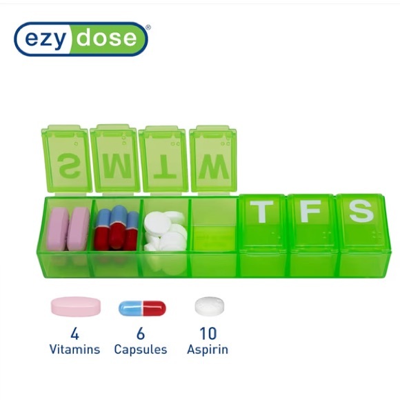 TWO Weekly Daily Pill Organizer NEW Green - Picture 3 of 5